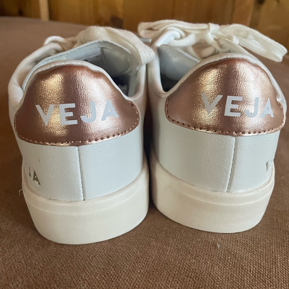 Veja White and Rose Gold Sneakers - Picture 4 of 5